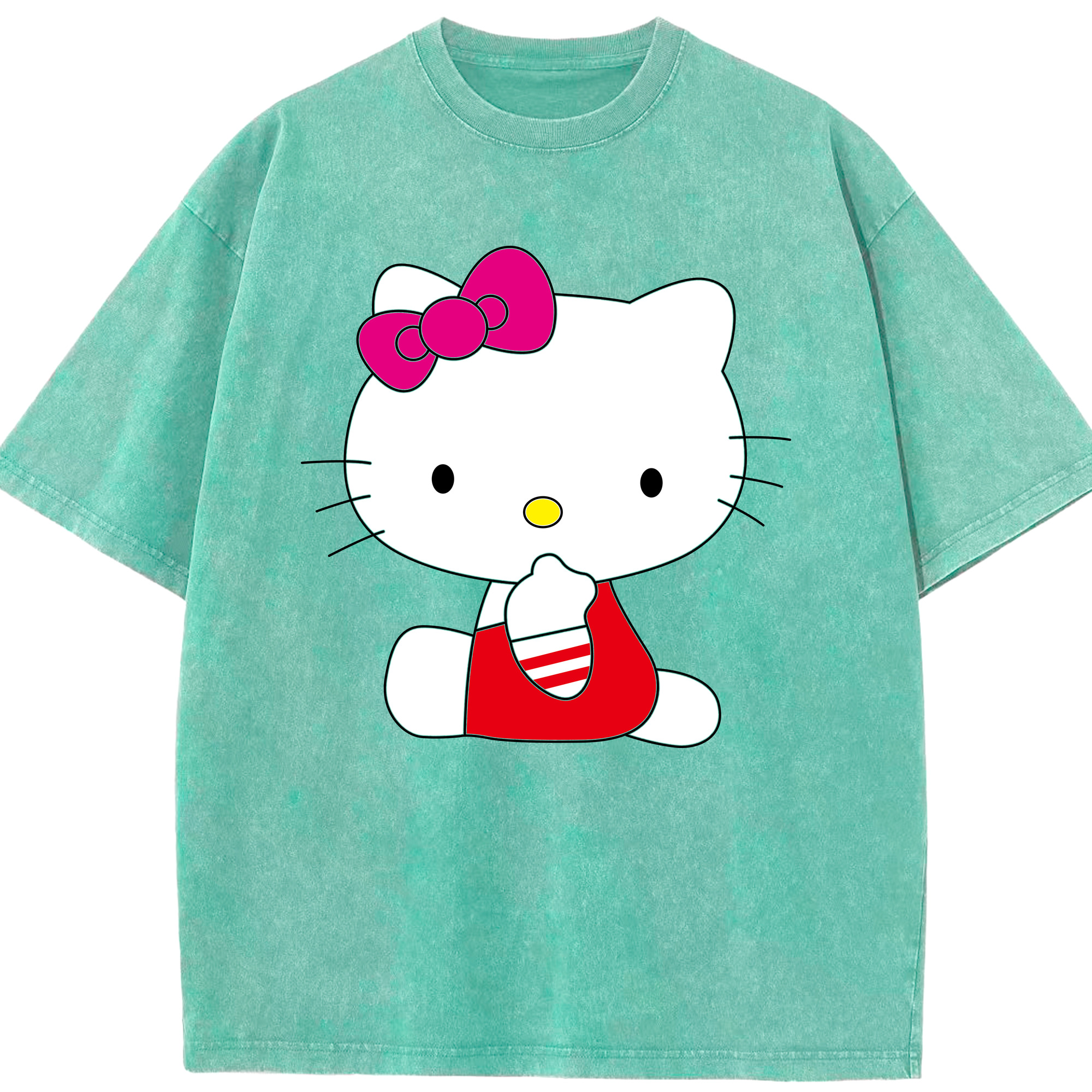（画像用） Hello Kitty ハローキティ 綿100% ヴィンテージ風 半袖Tシャツ（フロントプリント）